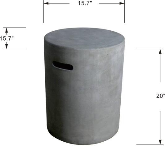 Runde Tankabdeckung - H51cm,Glatt,Hellgrau